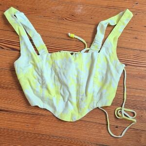 Garage Neon Lime Tropical Corset Crop Top
